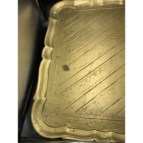Vtg OFM Florence Italy rectangle ornate tray, serving Vanity Display 16.5”x 12.5 - Picture 10 of 11